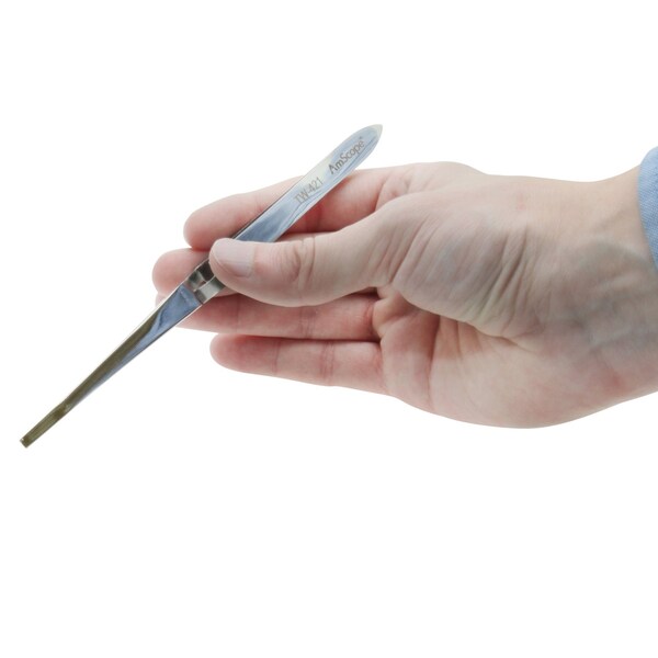 Amscope 6 1/4 in. Straight Wide Point Cross Locking Tweezers TW-421-05PK - main